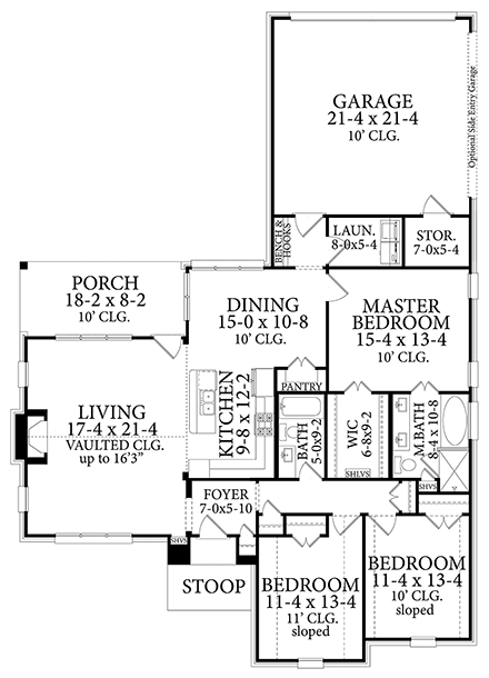 Cottage, French Country, Traditional House Plan 40050 with 3 Beds, 2 Baths, 2 Car Garage First Level Plan