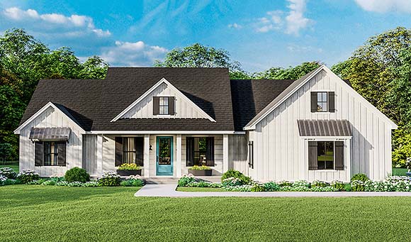 Country, Farmhouse, Ranch, Southern House Plan 40053 with 4 Beds, 2 Baths, 2 Car Garage Elevation