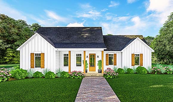 Farmhouse, Southern, Traditional House Plan 40054 with 3 Beds, 2 Car Garage Elevation