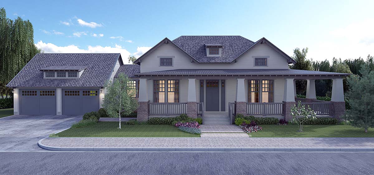 Bungalow, Cottage, Country, Craftsman, Farmhouse, Southern, Traditional House Plan 40103 with 4 Beds, 4 Baths, 2 Car Garage Elevation