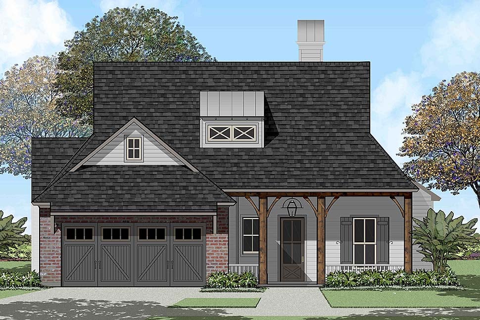 Country, French Country, Southern House Plan 40324 with 4 Beds, 2 Baths, 2 Car Garage Elevation