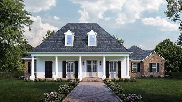 Colonial, Country, French Country, Southern House Plan 40332 with 4 Beds, 3 Baths, 3 Car Garage Elevation