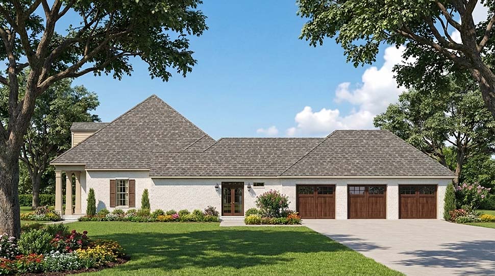 Colonial, Country, French Country, Southern Plan with 2891 Sq. Ft., 4 Bedrooms, 3 Bathrooms, 3 Car Garage Picture 5