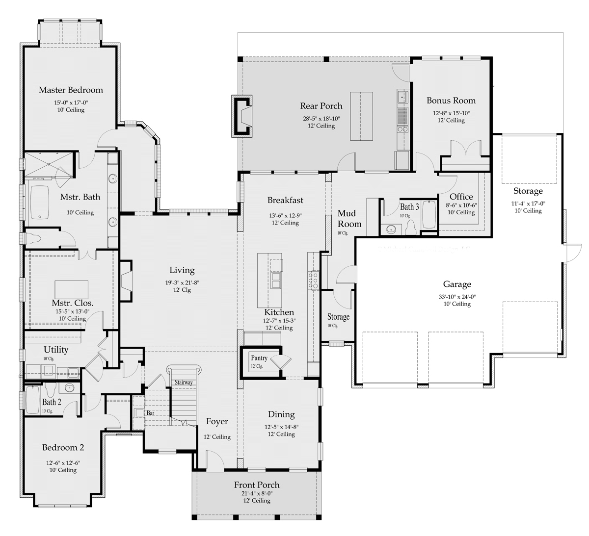 Country, Farmhouse House Plan 40347 with 4 Beds, 5 Baths, 3 Car Garage Level One