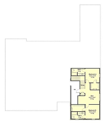 Coastal, European House Plan 40367 with 5 Beds, 5 Baths, 3 Car Garage Second Level Plan