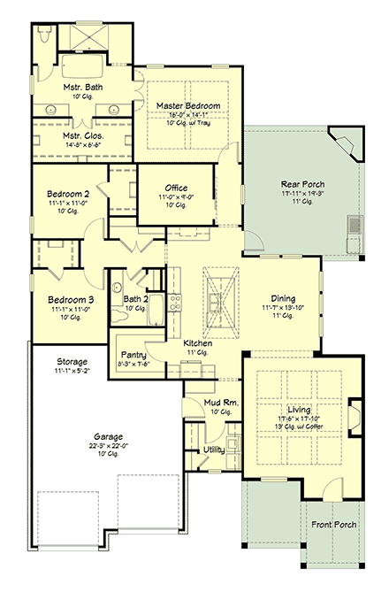 Craftsman, Farmhouse House Plan 40369 with 3 Beds, 2 Baths, 2 Car Garage First Level Plan
