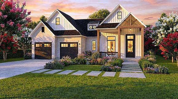 Craftsman, Farmhouse House Plan 40369 with 3 Beds, 2 Baths, 2 Car Garage Elevation