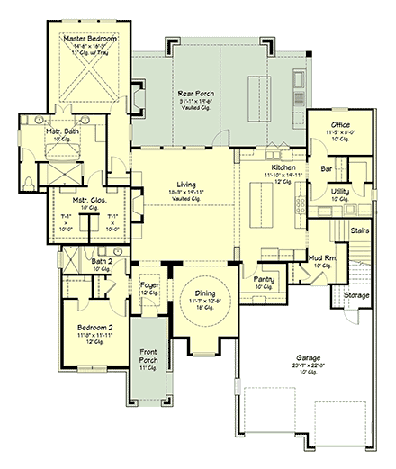 European, French Country House Plan 40374 with 4 Beds, 3 Baths, 2 Car Garage First Level Plan