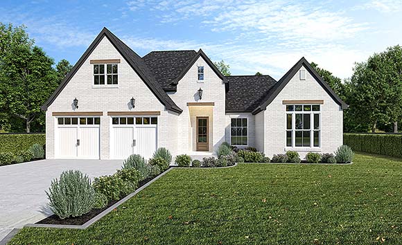 Contemporary, European, French Country, Traditional House Plan 40375 with 3 Beds, 2 Baths, 2 Car Garage Elevation