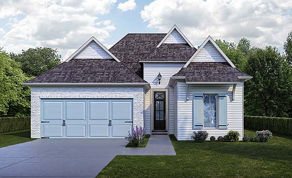 French Country, Southern House Plan 40376 with 3 Beds, 2 Baths, 2 Car Garage Elevation