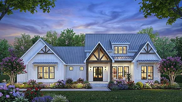 Country, Craftsman, Farmhouse House Plan 40380 with 4 Beds, 3 Baths, 2 Car Garage Elevation