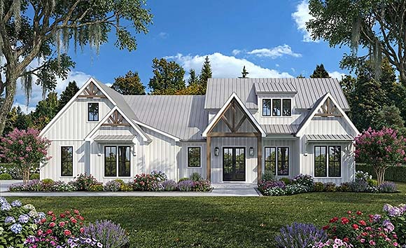 Craftsman, Farmhouse, New American House Plan 40386 with 3 Beds, 2 Baths, 2 Car Garage Elevation