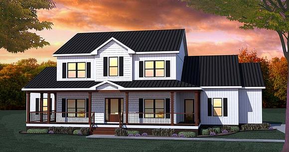 Country, Farmhouse, Traditional House Plan 40400 with 4 Beds, 3 Baths, 2 Car Garage Elevation