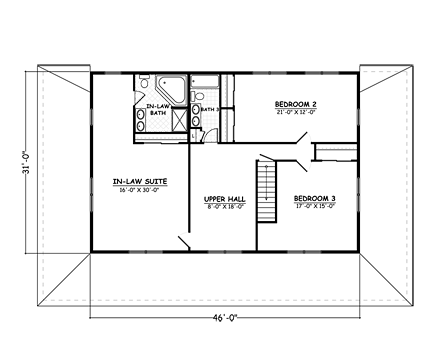 Country, Farmhouse, Southern, Traditional House Plan 40604 with 5 Beds, 4 Baths Second Level Plan