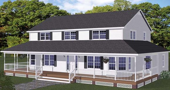 Country, Farmhouse, Southern, Traditional House Plan 40604 with 5 Beds, 4 Baths Elevation