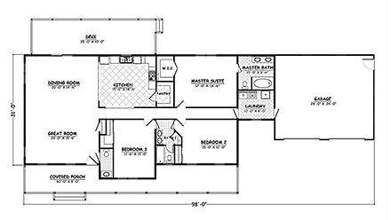 House Plan 40605 - Traditional Style with 2114 Sq Ft, 3 Bed, 2 Ba