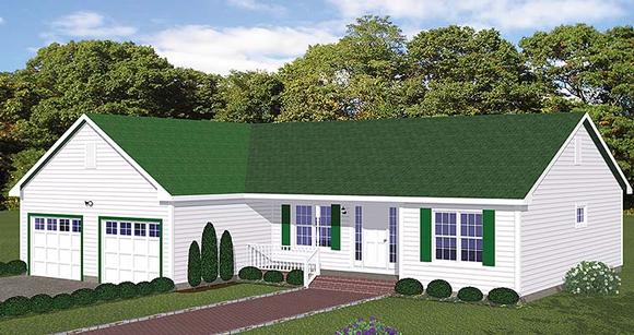 Ranch, Traditional House Plan 40606 with 3 Beds, 2 Baths, 2 Car Garage Elevation