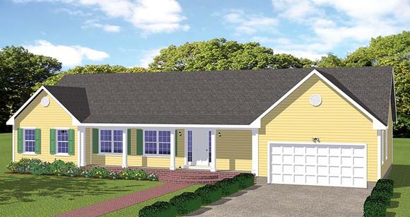 Country, Ranch, Traditional House Plan 40608 with 3 Beds, 3 Baths, 2 Car Garage Elevation