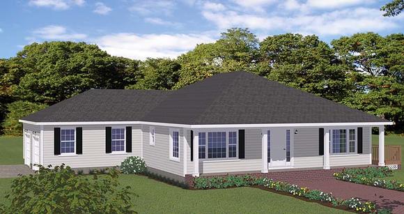 European, Ranch, Traditional House Plan 40609 with 3 Beds, 3 Baths, 2 Car Garage Elevation