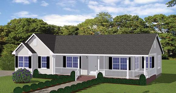 Country, Ranch, Southern, Traditional House Plan 40610 with 2 Beds, 2 Baths, 2 Car Garage Elevation