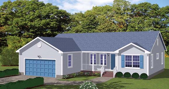 Ranch, Traditional House Plan 40613 with 3 Beds, 3 Baths, 2 Car Garage Elevation