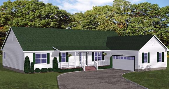 Country, Ranch, Traditional House Plan 40618 with 3 Beds, 3 Baths, 2 Car Garage Elevation