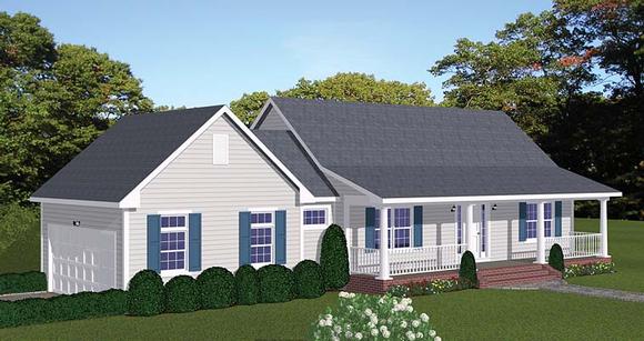 Country, Ranch, Southern House Plan 40623 with 2 Beds, 2 Baths, 2 Car Garage Elevation