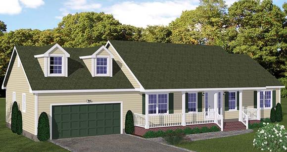 Country, Ranch, Southern House Plan 40631 with 3 Beds, 2 Baths, 2 Car Garage Elevation