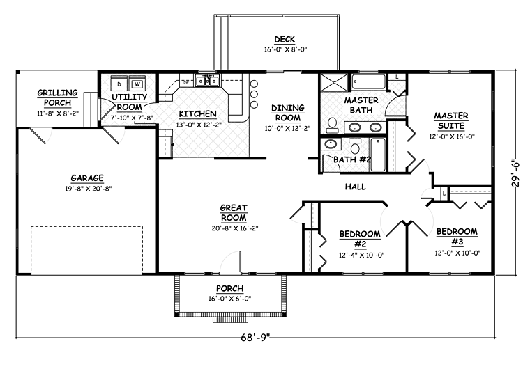 House Plan 40632 - Ranch Style With 1508 Sq Ft, 3 Bed, 2 Bath