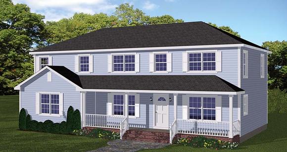 Colonial, Southern, Traditional House Plan 40634 with 5 Beds, 4 Baths Elevation