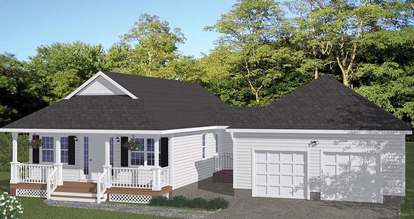 Country, Southern, Traditional House Plan 40635 with 3 Beds, 2 Baths, 2 Car Garage Elevation