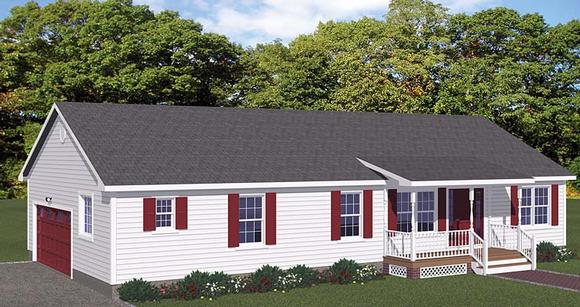 Ranch House Plan 40641 with 3 Beds, 2 Baths, 2 Car Garage Elevation