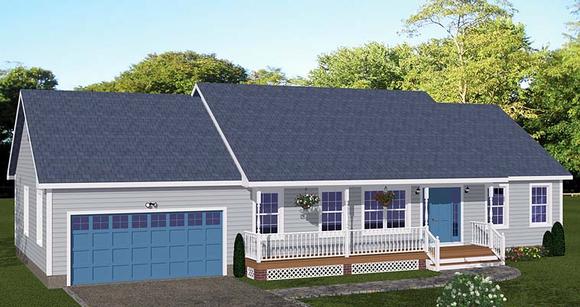 Ranch House Plan 40646 with 3 Beds, 2 Baths, 2 Car Garage Elevation