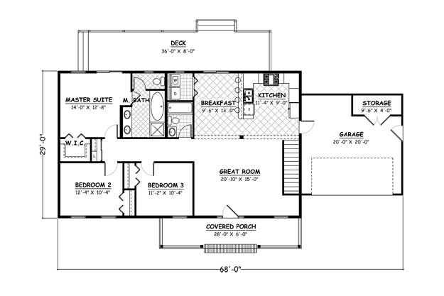 Ranch, Traditional House Plan 40673, 2 Car Garage Alternate Level One