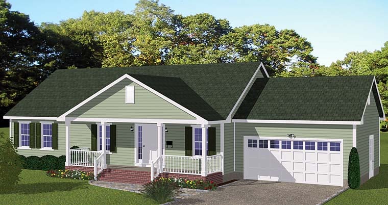 Ranch, Traditional House Plan 40673, 2 Car Garage Elevation