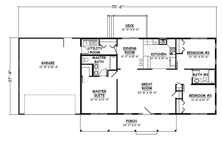 Country, Ranch, Traditional House Plan 40675 with 3 Beds, 2 Baths, 2 Car Garage Level One