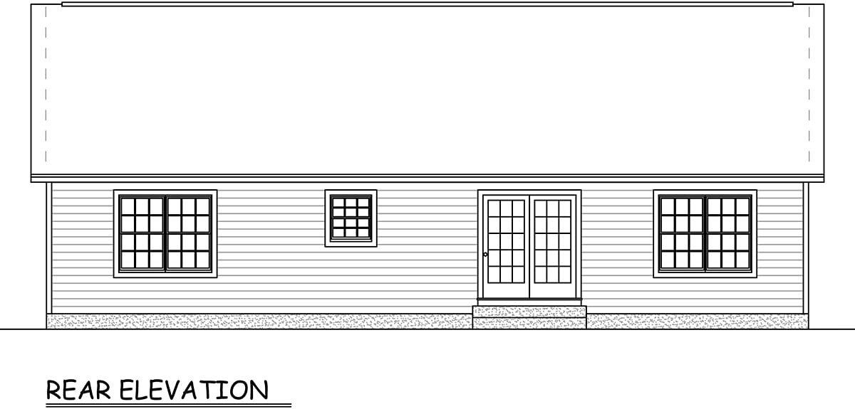 Ranch, Traditional House Plan 40677 with 3 Beds, 2 Baths, 2 Car Garage Rear Elevation