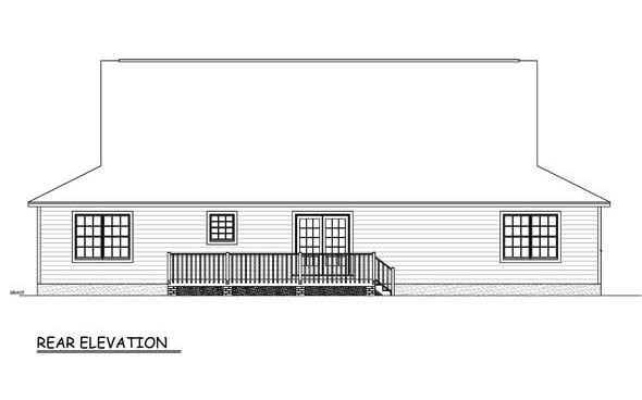 Country, Farmhouse, Southern House Plan 40678 with 3 Beds, 3 Baths Rear Elevation