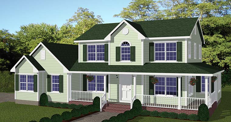 Country, Farmhouse, Southern House Plan 40687 with 4 Beds, 3 Baths, 2 Car Garage Elevation