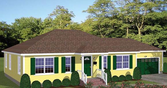 Ranch, Traditional House Plan 40691 with 2 Beds, 2 Baths, 2 Car Garage Elevation