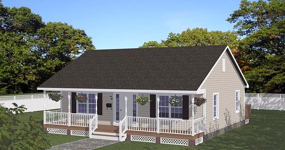House Plan 40695 with 2 Beds, 1 Baths Elevation