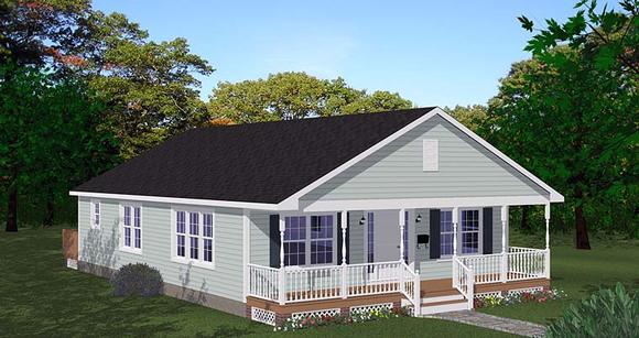 Cabin, Country, Ranch, Traditional House Plan 40697 with 3 Beds, 1 Baths Elevation