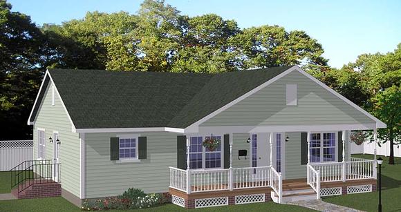 Cottage, Country, Ranch, Traditional House Plan 40699 with 3 Beds, 1 Baths Elevation