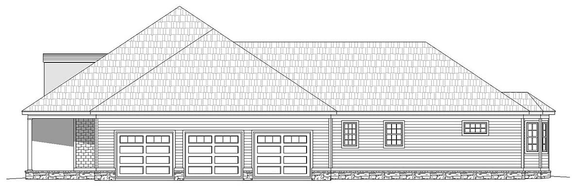 Country, Farmhouse, Ranch, Traditional Plan with 3491 Sq. Ft., 4 Bedrooms, 5 Bathrooms, 3 Car Garage Picture 2