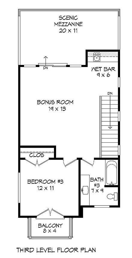 Coastal, Contemporary, Modern House Plan 40811 with 3 Beds, 4 Baths Third Level Plan