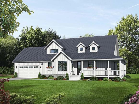 Country, Farmhouse, Traditional House Plan 40813 with 3 Beds, 4 Baths, 2 Car Garage Elevation