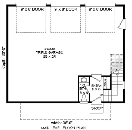Contemporary, Modern House Plan 40817 with 1 Beds, 2 Baths, 3 Car Garage First Level Plan