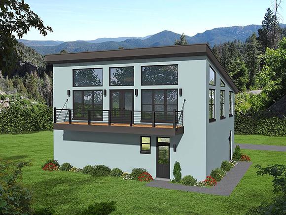 Contemporary, Modern House Plan 40817 with 1 Beds, 2 Baths, 3 Car Garage Elevation