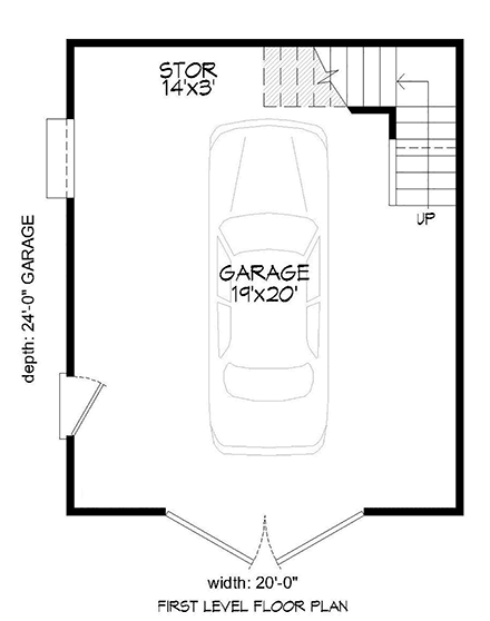 Country, Farmhouse, Saltbox 1 Car Garage Plan 40818 First Level Plan
