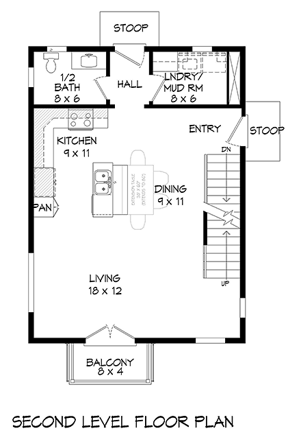 Contemporary, Modern House Plan 40821 with 2 Beds, 3 Baths, 1 Car Garage First Level Plan